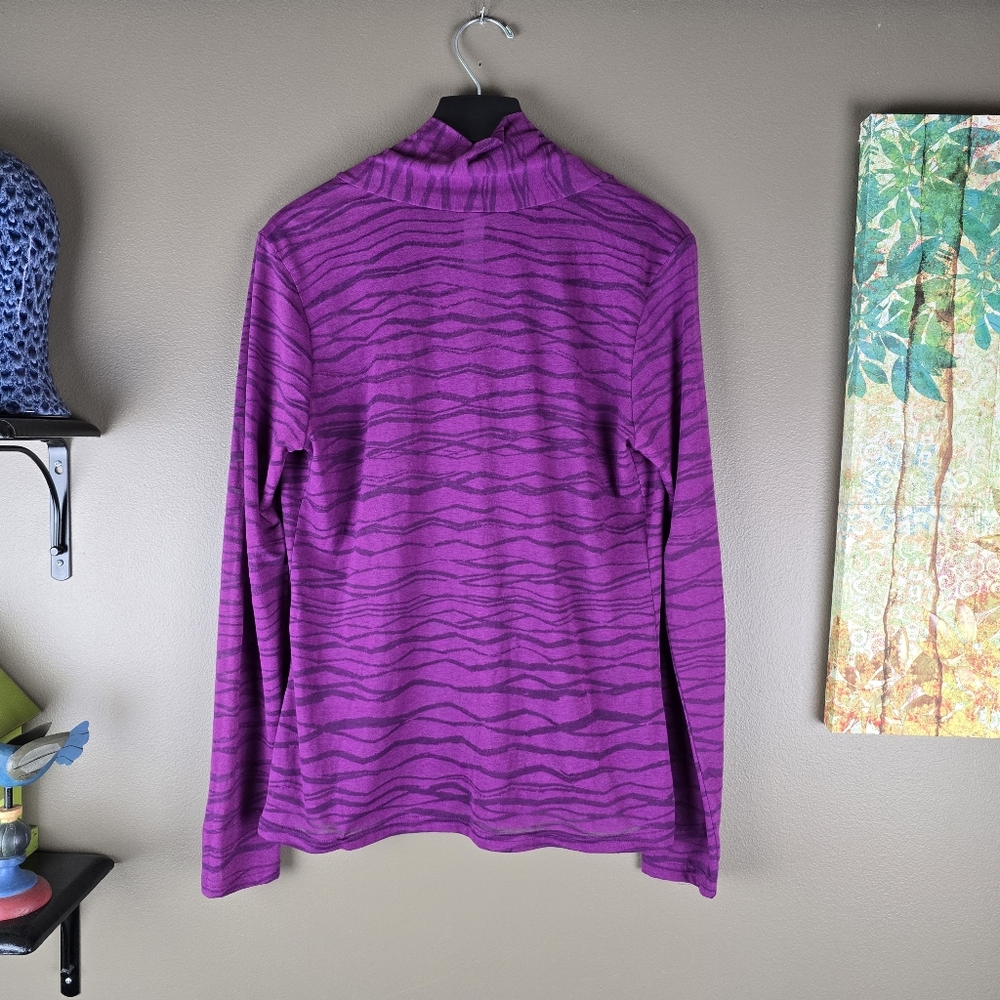 Lucy Activewear Pink Purple V Cowlneck Semi Sheer Top Large - Picture 4 of 9